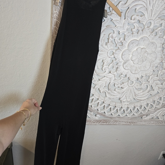 Zara Women's Black Textured Wide Leg Sleeveless Jumpsuit Gold Accent M - Picture 6 of 8